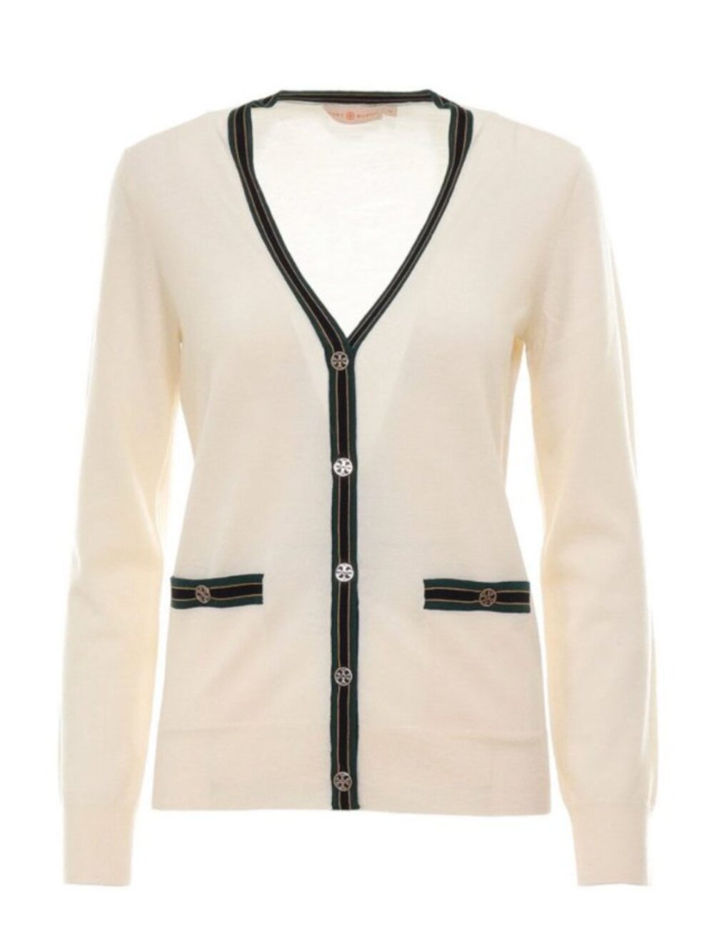 Tory Burch Madeline Merino Wool V-Neck Cardigan Small
